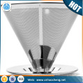 China supplier Stainless Steel Cone Coffee Filter / Coffee Maker strainer Coffee Dripper with Holder